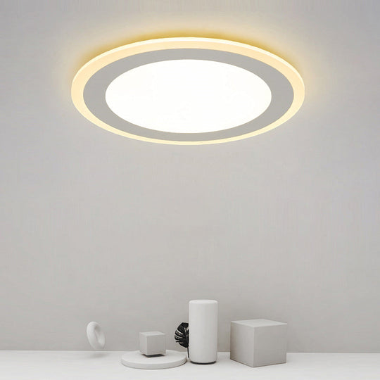 Minimalist White Led Acrylic Disk Flush - Mount Ceiling Light Fixture