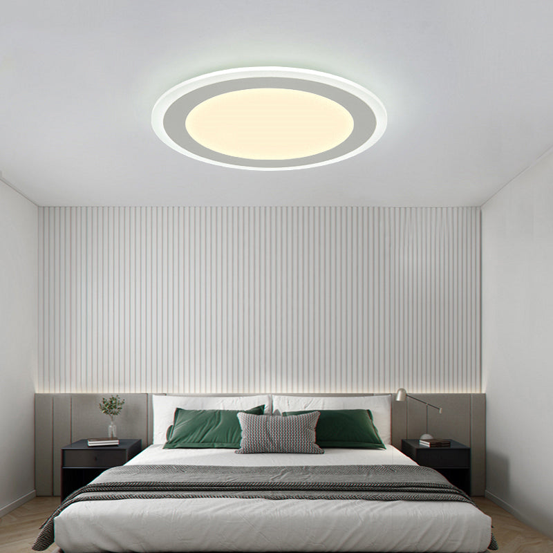 Minimalist White Led Acrylic Disk Flush - Mount Ceiling Light Fixture / 16.5’