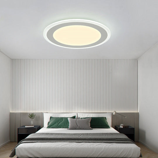 Minimalist White Led Acrylic Disk Flush - Mount Ceiling Light Fixture / 16.5’