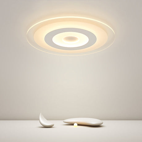 Sleek White Disc Foyer Flush Light With Acrylic Simplicity - Led Mount Ceiling Fixture / 16.5’