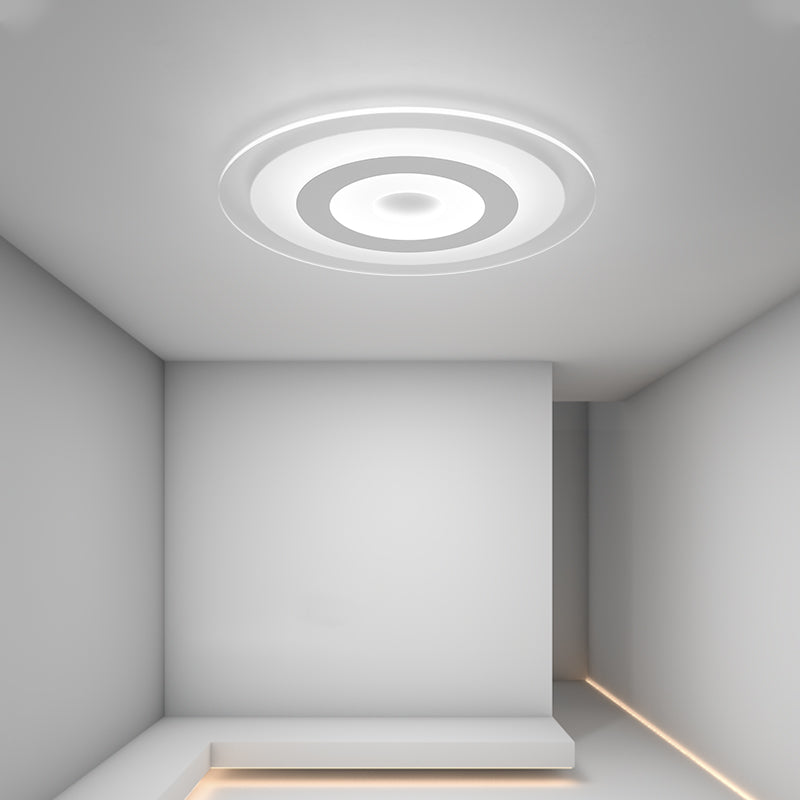 Sleek White Disc Foyer Flush Light With Acrylic Simplicity - Led Mount Ceiling Fixture / 16.5