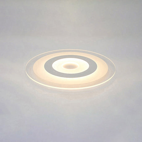 Sleek White Disc Foyer Flush Light With Acrylic Simplicity - Led Mount Ceiling Fixture