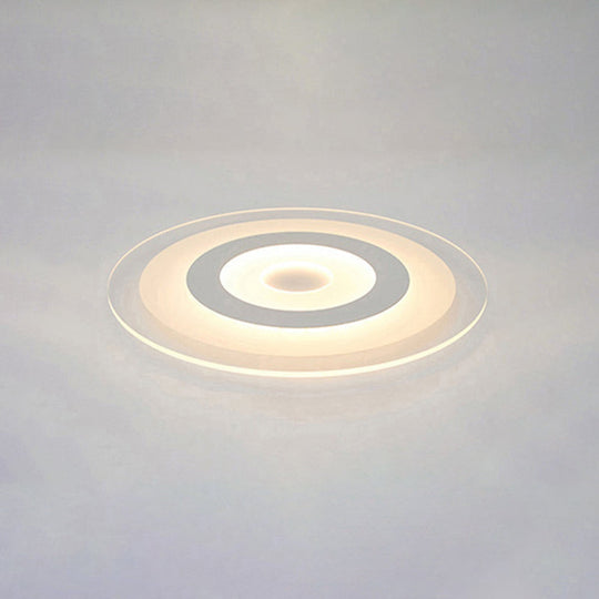 Sleek White Disc Foyer Flush Light With Acrylic Simplicity - Led Mount Ceiling Fixture