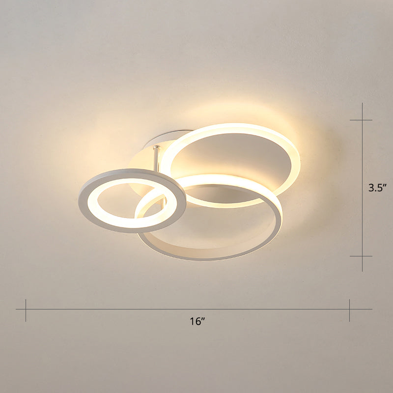 Minimalist White Halo Ring Led Ceiling Light For Bedroom - Flush Mount / 16’ Warm