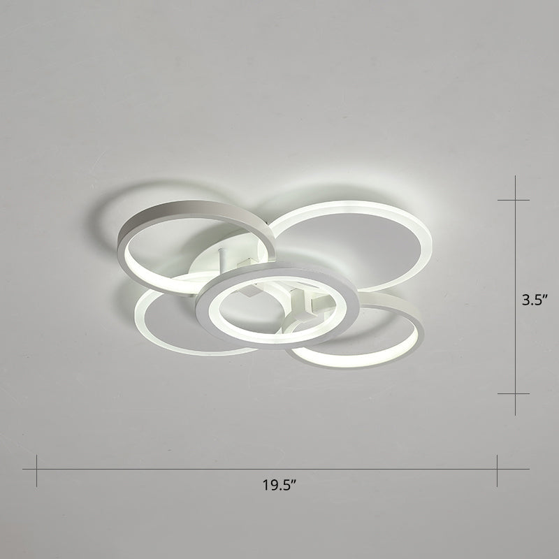 Minimalist White Halo Ring Led Ceiling Light For Bedroom - Flush Mount / 19.5’