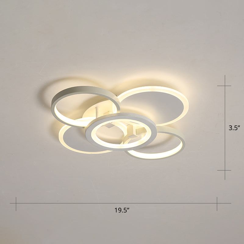 Minimalist White Halo Ring Led Ceiling Light For Bedroom - Flush Mount / 19.5 Third Gear
