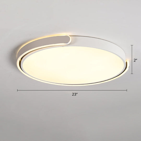 Round Nordic Led Ceiling Light With Acrylic Shade For Bedroom White / 23’