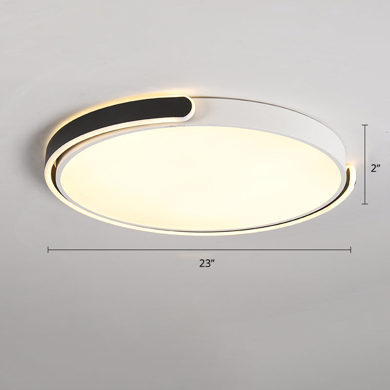 Round Nordic Led Ceiling Light With Acrylic Shade For Bedroom Black / 23’