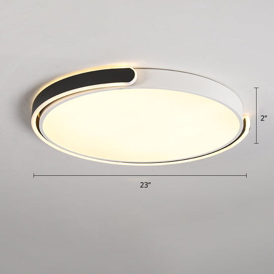 Round Nordic Led Ceiling Light With Acrylic Shade For Bedroom Black / 23’