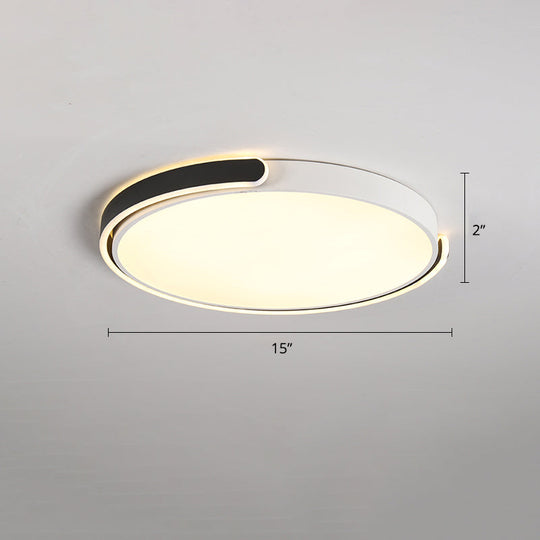Round Nordic Led Ceiling Light With Acrylic Shade For Bedroom Black / 15’