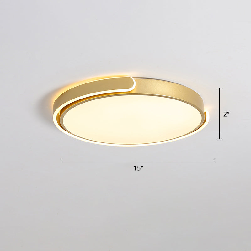 Round Nordic Led Ceiling Light With Acrylic Shade For Bedroom Gold / 15’