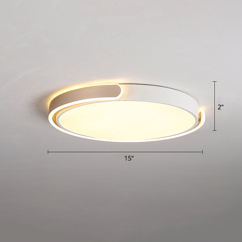 Round Nordic Led Ceiling Light With Acrylic Shade For Bedroom Champagne / 15’