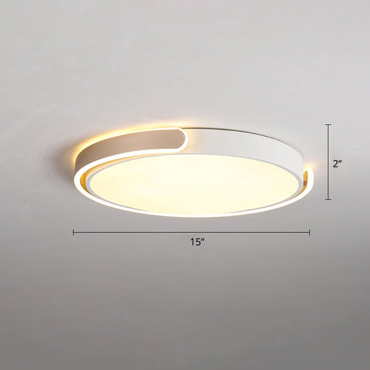 Round Nordic Led Ceiling Light With Acrylic Shade For Bedroom Champagne / 15’