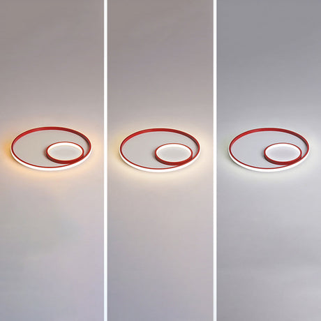 Nordic Halo Led Ceiling Light - Metal Bedroom Flush Mount Fixture Red / Third Gear