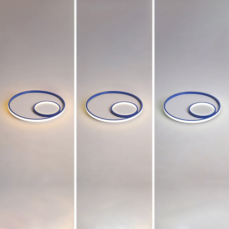 Nordic Halo Led Ceiling Light - Metal Bedroom Flush Mount Fixture Blue / Third Gear