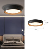 Sleek Round Metal Flush Mount Led Ceiling Light With Acrylic Diffuser For Bedrooms Black / 21.5