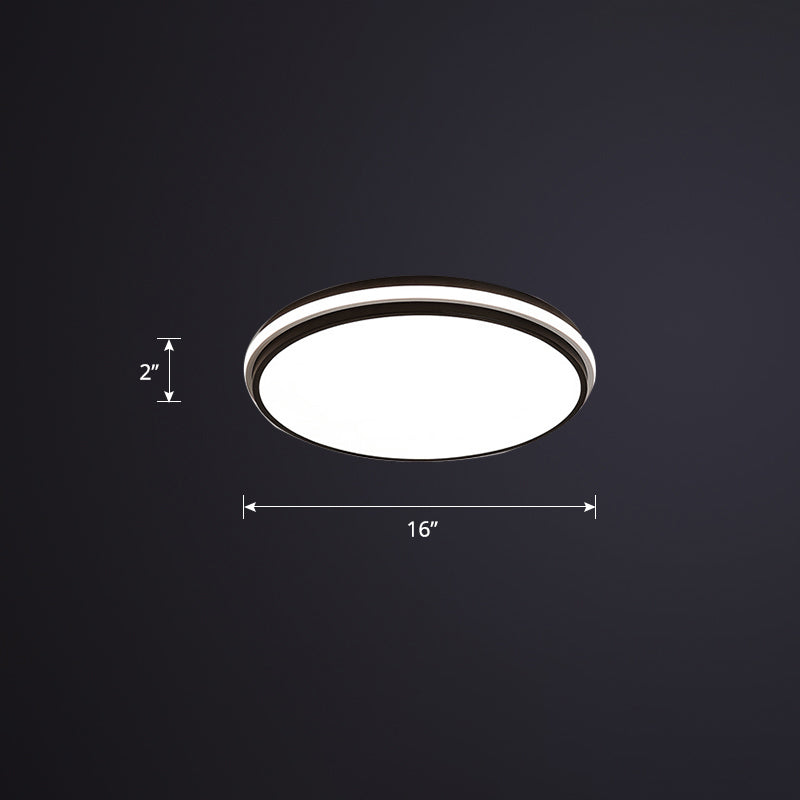 Round Led Flush Mount Ceiling Light For Bedroom Black / 16