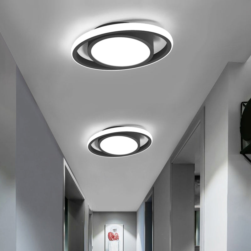 Modern Led Flush Mount Ceiling Light With Elliptical Acrylic Shade