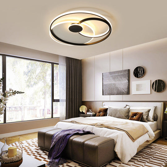 Nordic Metal Led Ceiling Flush Light - Circle Design In Black & White