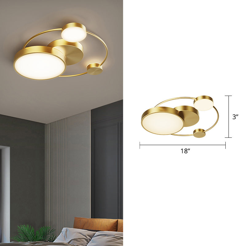 Sleek Led Flush Mount Ceiling Light With Orbit - Inspired Design And Acrylic Shade Gold / White