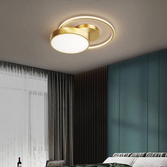 Sleek Led Flush Mount Ceiling Light With Orbit - Inspired Design And Acrylic Shade