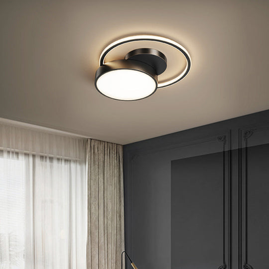 Sleek Led Flush Mount Ceiling Light With Orbit - Inspired Design And Acrylic Shade