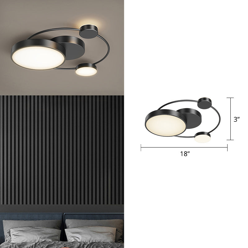 Sleek Led Flush Mount Ceiling Light With Orbit-Inspired Design And Acrylic Shade Black / White