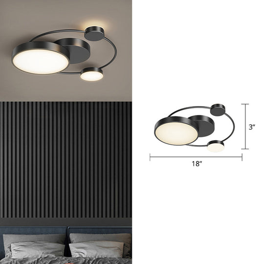 Sleek Led Flush Mount Ceiling Light With Orbit-Inspired Design And Acrylic Shade Black / White