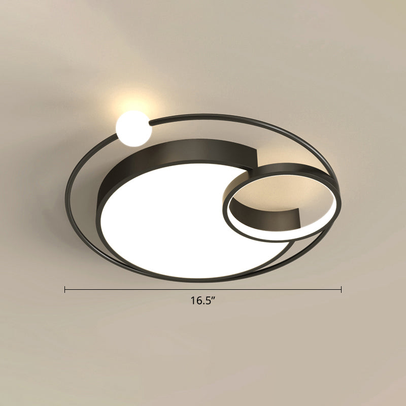 Nordic Moon Led Metal Ceiling Light For Bedroom Black / 16.5’ Third Gear