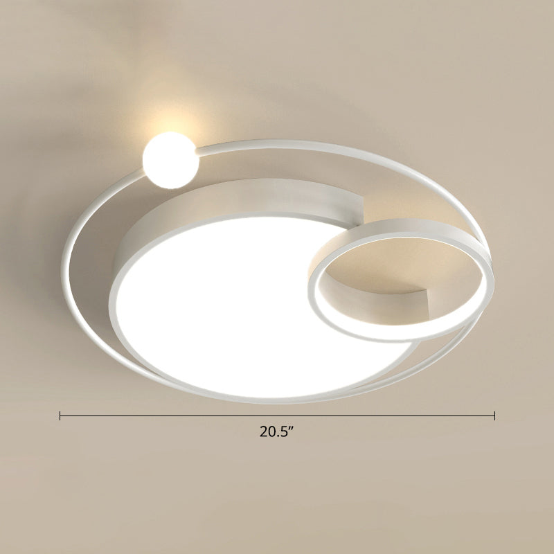 Nordic Moon Led Metal Ceiling Light For Bedroom White / 20.5 Third Gear