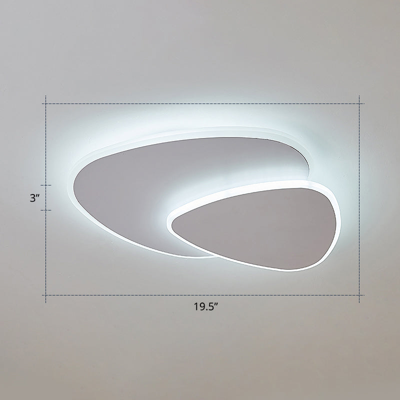 Nordic Style Triangular Led Ceiling Light With Metal Flush Fixture For Bedrooms White / 19.5’