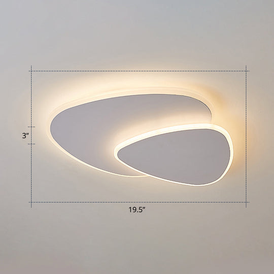 Nordic Style Triangular Led Ceiling Light With Metal Flush Fixture For Bedrooms White / 19.5’ Warm