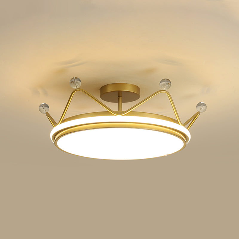 Cartoon Led Crown Ceiling Light For Kids Room - Flush Mount Fixture Gold / 19.5’ Third Gear