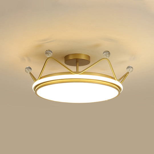 Cartoon Led Crown Ceiling Light For Kids Room - Flush Mount Fixture Gold / 19.5’ Third Gear