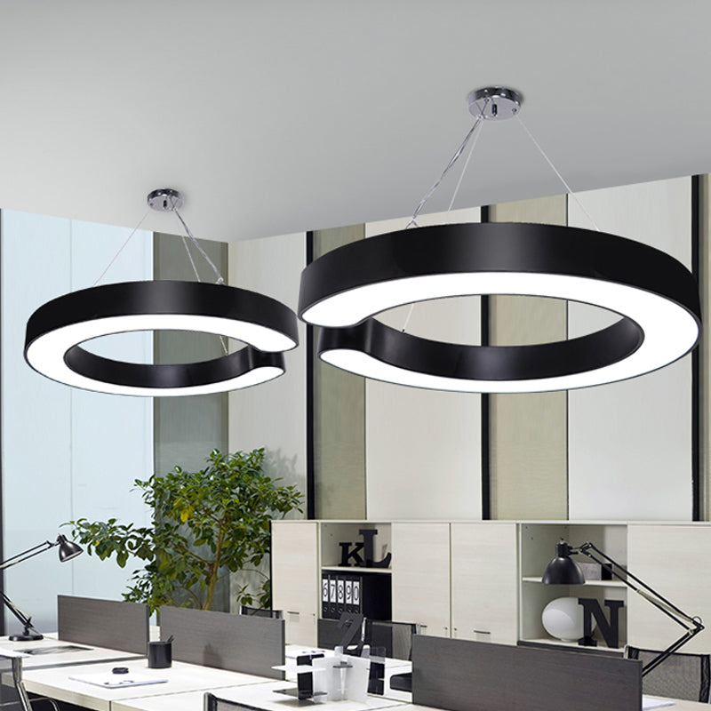 Minimalist Metal Led C-Shaped Hanging Pendant Lamp - 19.5/23.5/31.5 Width (White/Black