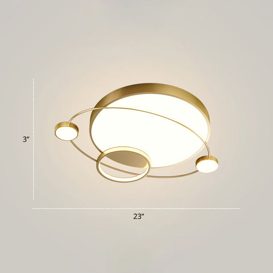 Minimalistic Led Ceiling Lamp For Bedroom With Orbit Shape And Acrylic Material Gold / 23’ Third