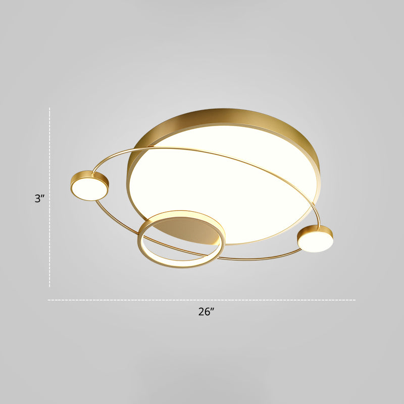 Minimalistic Led Ceiling Lamp For Bedroom With Orbit Shape And Acrylic Material Gold / 26’ White