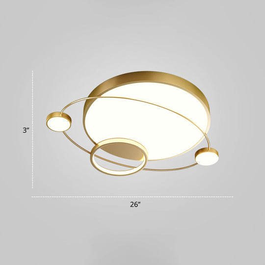 Minimalistic Led Ceiling Lamp For Bedroom With Orbit Shape And Acrylic Material Gold / 26’ White