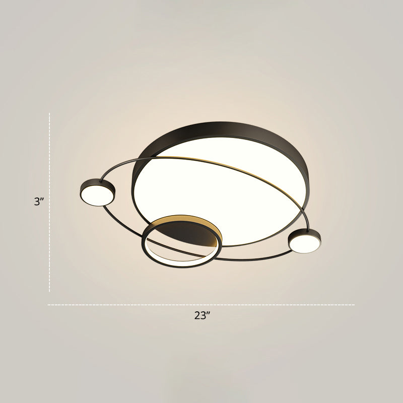 Minimalistic Led Ceiling Lamp For Bedroom With Orbit Shape And Acrylic Material Black / 23’ Third
