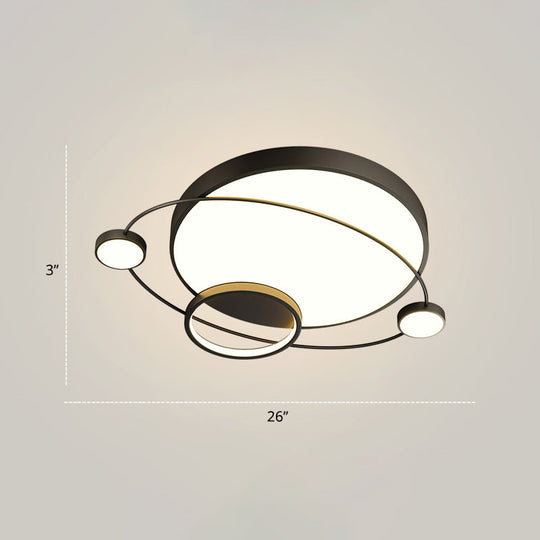 Minimalistic Led Ceiling Lamp For Bedroom With Orbit Shape And Acrylic Material Black / 26’