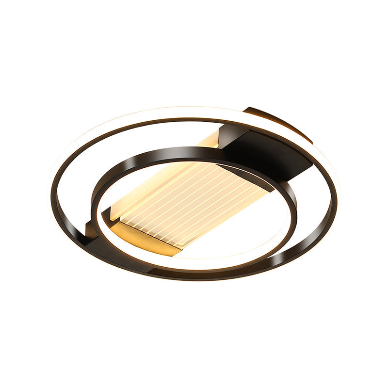 Halo Led Flush Ceiling Light In Black - Sleek Metallic Design Perfect For Bedrooms
