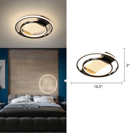 Halo Led Flush Ceiling Light In Black - Sleek Metallic Design Perfect For Bedrooms / 16.5 Third Gear