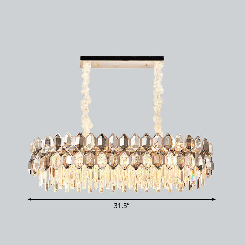 Contemporary Gold Plated K9 Crystal Chandelier For Living Room - Dark Tan Geometric Design Deep /