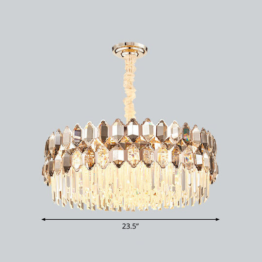 Contemporary Gold Plated K9 Crystal Chandelier For Living Room - Dark Tan Geometric Design Deep /