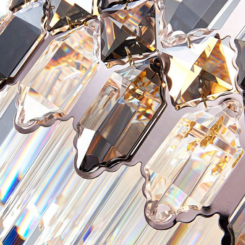 Contemporary Gold Plated K9 Crystal Chandelier For Living Room - Dark Tan Geometric Design