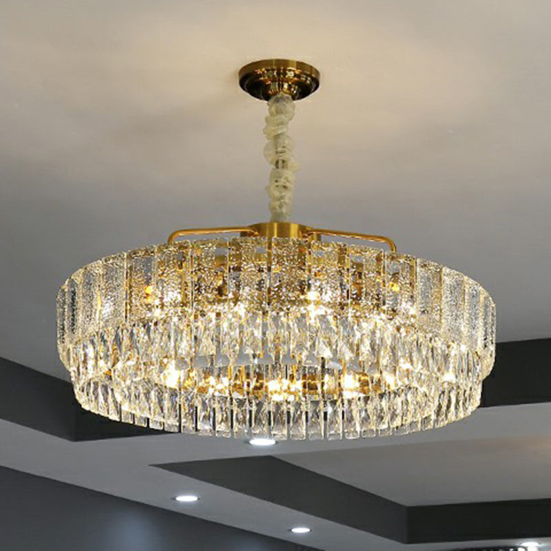 Modalight Circular Chandelier: Elegant Light Tan K9 Crystal Lamp For Bedroom