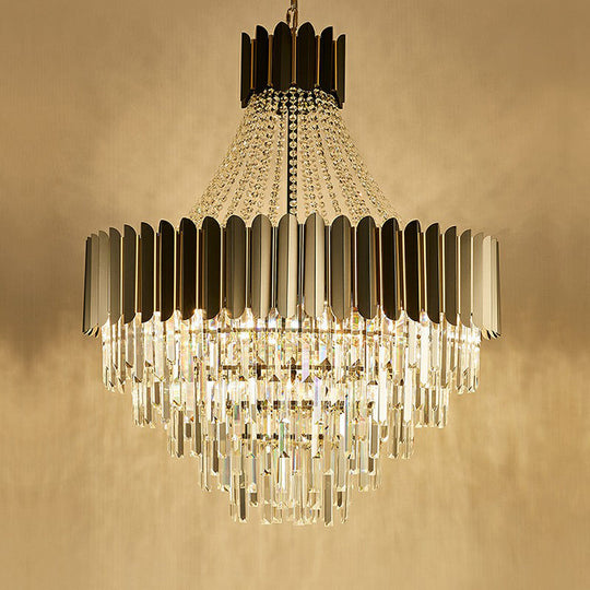 Prismatic Crystal Chandelier: Modern 11-Light Black Pendant For Dining Room Ceiling