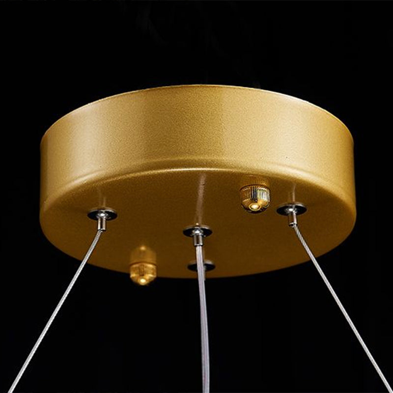 Led Circle Chandelier With Crystal Beads - Elegant Living Room Pendant Light