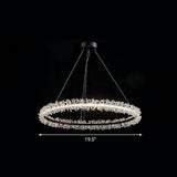 Simplicity Circle Led Chandelier With Crystal Beads - Elegant Pendant Lighting Fixture For Living