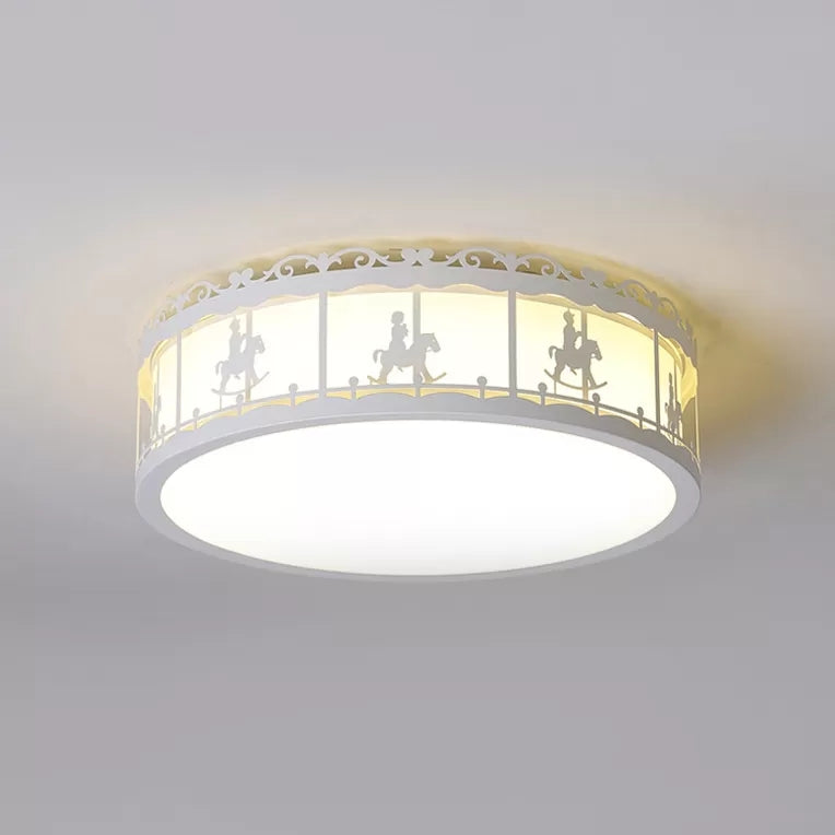 Colorful Round Ceiling Light For Kindergarten With Acrylic Flush Mount White